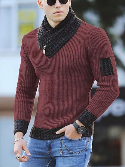 Independent Station Lässiger, schmaler Strickpullover mit langen Ärmeln und Schalkragen für Herren