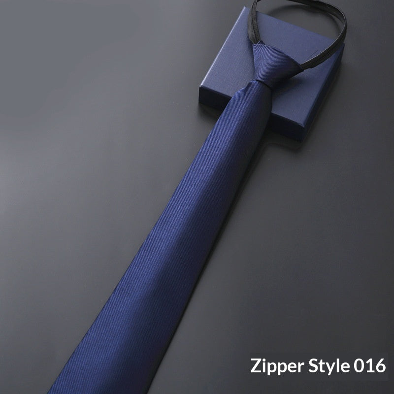 Mens Business Formal Zipper Tie With Blue Stripes - ARCHSHOPE