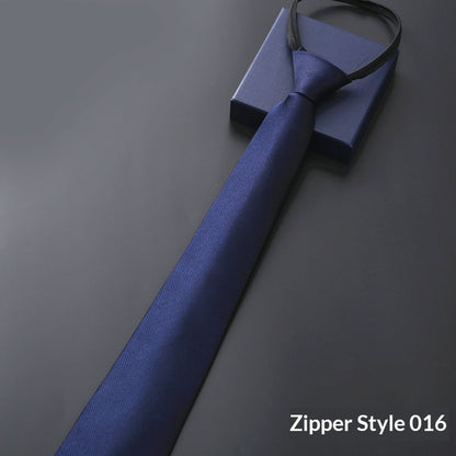 Mens Business Formal Zipper Tie With Blue Stripes - ARCHSHOPE