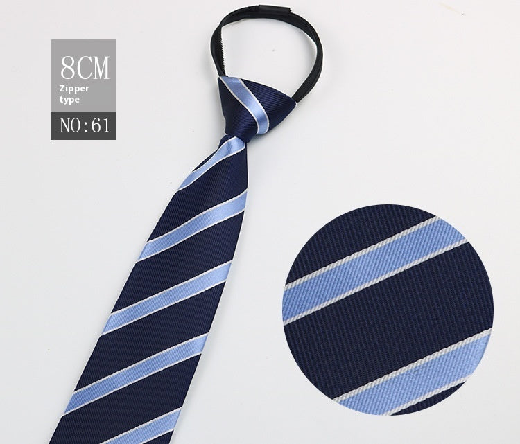 Black Men's Tie Striped Blue Business Tie Lazy Zip Tie In Stock Wholesale Pull Peels - ARCHSHOPE