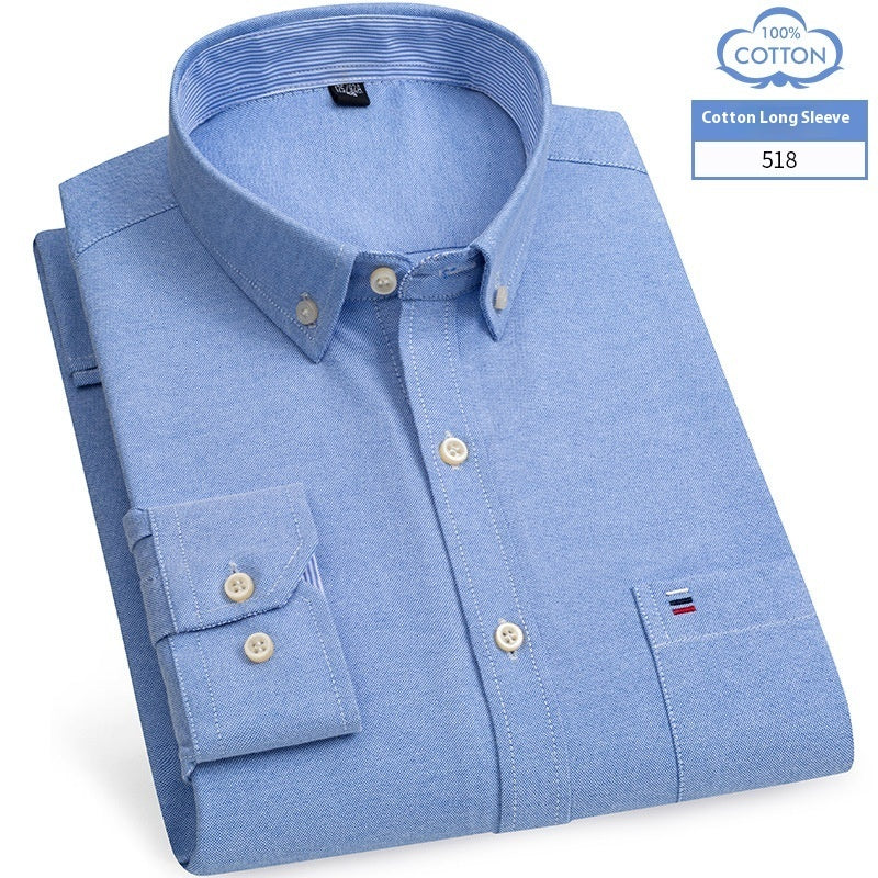 Chemise en coton à manches longues pour homme, coupe slim, style business décontracté