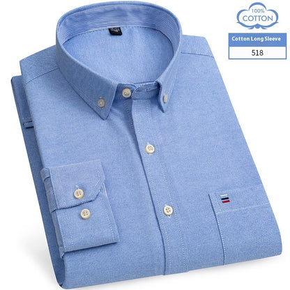 Chemise en coton à manches longues pour homme, coupe slim, style business décontracté
