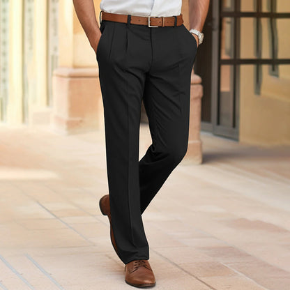 Herren Casual Anzughose Modehose Mittlere Taille Gerade Lange Hose Für Büro Business Formal