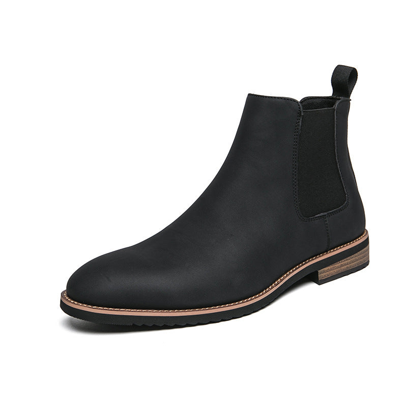 Spitz zulaufende Chelsea-Stiefel aus Leder in Übergröße für Herren