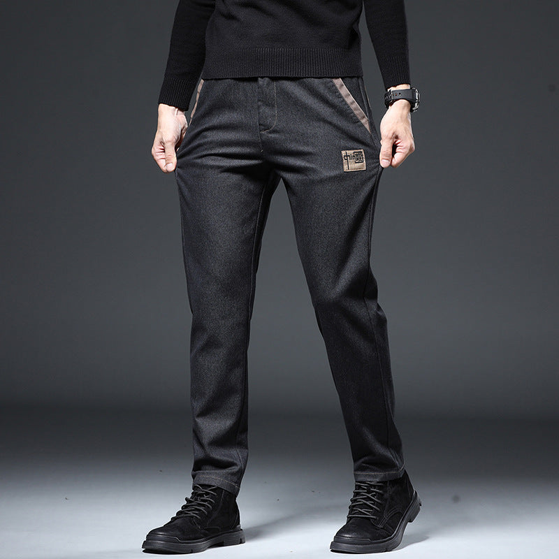 Pantalon slim droit tendance broderie pour homme
