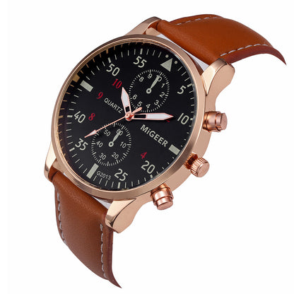 MIGEER Retro Design Men Watches Casual PU Leather Band Analog Alloy Quartz Wrist Watch Relogio masculino montre homme Clock New - ARCHSHOPE