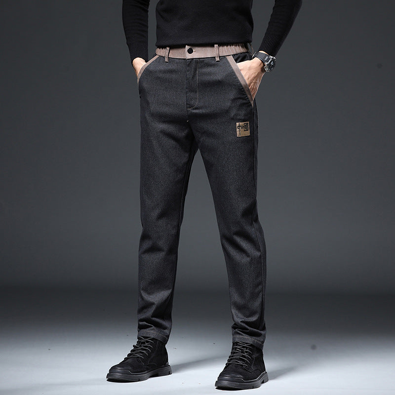 Pantalon slim droit tendance broderie pour homme