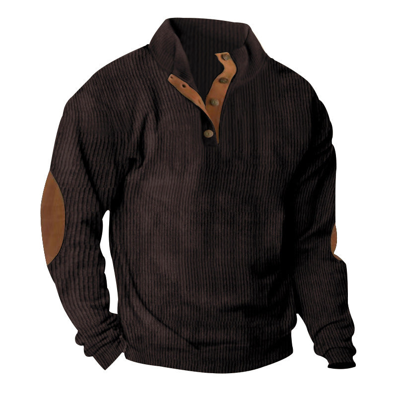 Corduroy Casual Stand Collar Long-sleeved Sweater - ARCHSHOPE