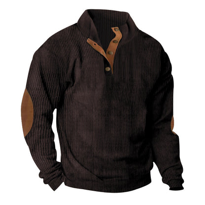 Corduroy Casual Stand Collar Long-sleeved Sweater - ARCHSHOPE