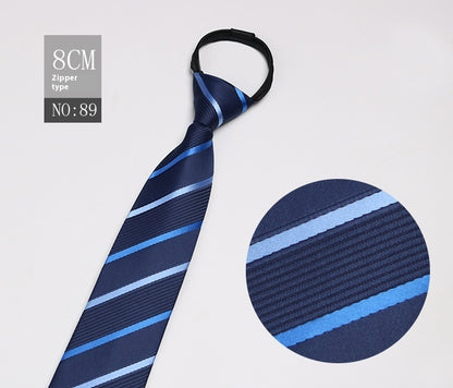 Black Men's Tie Striped Blue Business Tie Lazy Zip Tie In Stock Wholesale Pull Peels - ARCHSHOPE