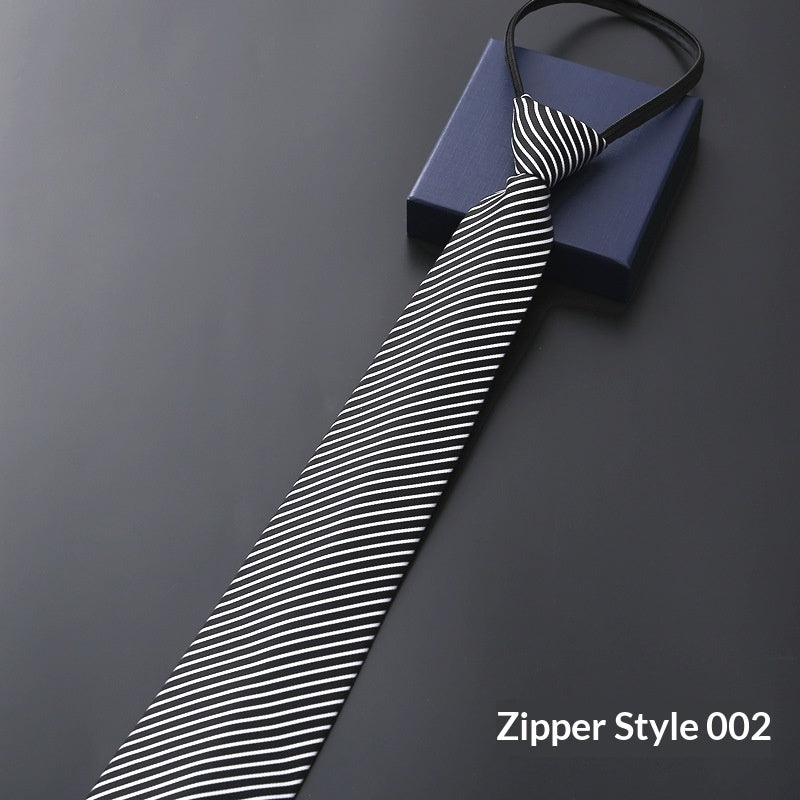 Mens Business Formal Zipper Tie With Blue Stripes - ARCHSHOPE