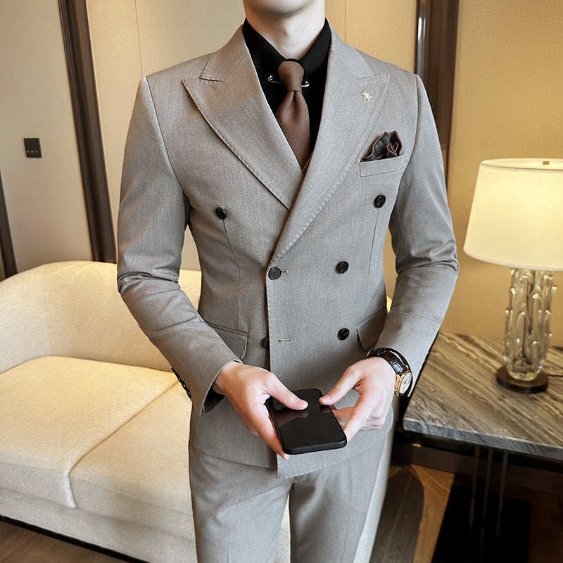 Zweireihiger Business-Slim-Fit-Freizeitanzug