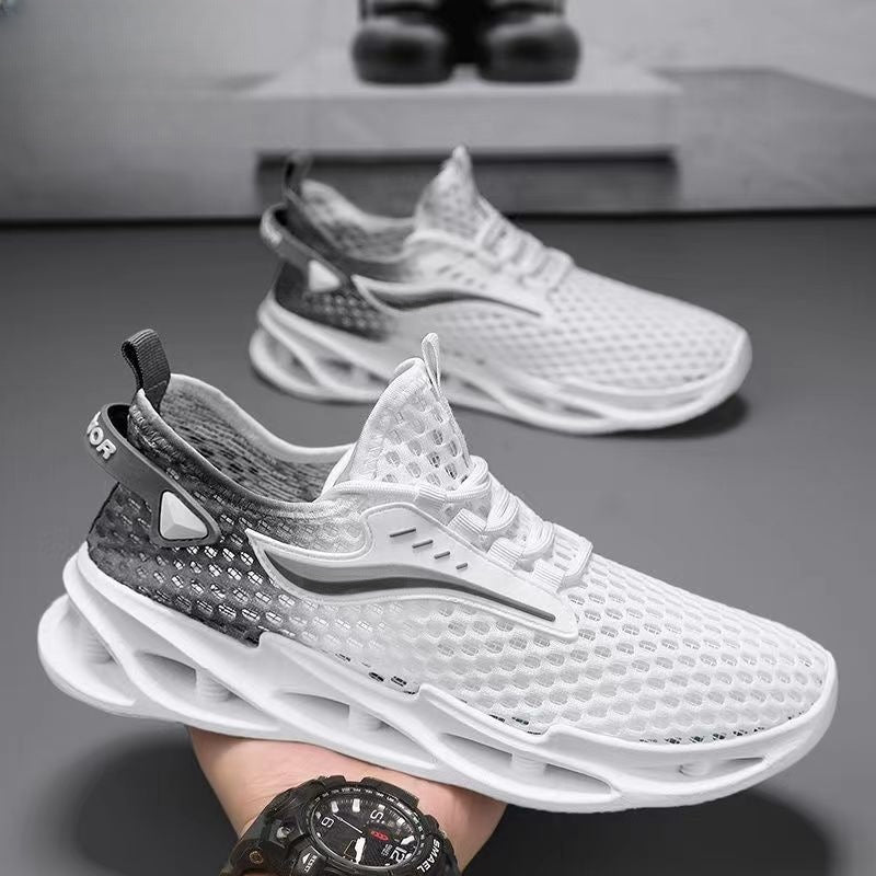 Herren Schnür-Sneakers Mesh Sportschuhe Mode Hohlsohle Low Top Laufschuhe