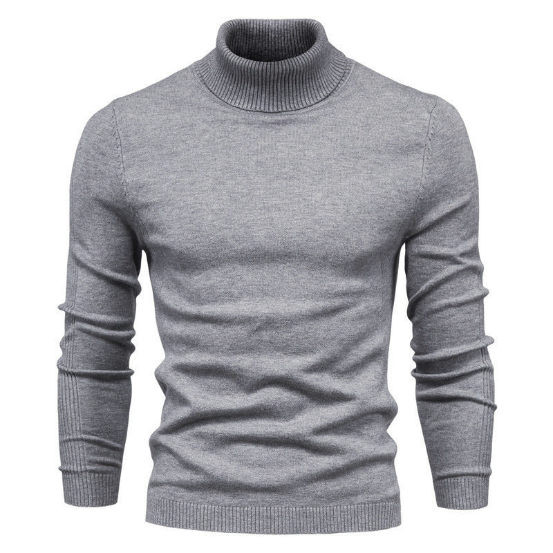 Men's Solid Color Slim Pullover Turtleneck Sweater Winter Casual Tops Clothing - ARCHSHOPE