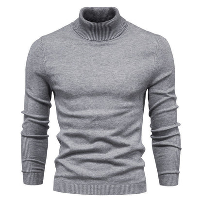 Men's Solid Color Slim Pullover Turtleneck Sweater Winter Casual Tops Clothing - ARCHSHOPE