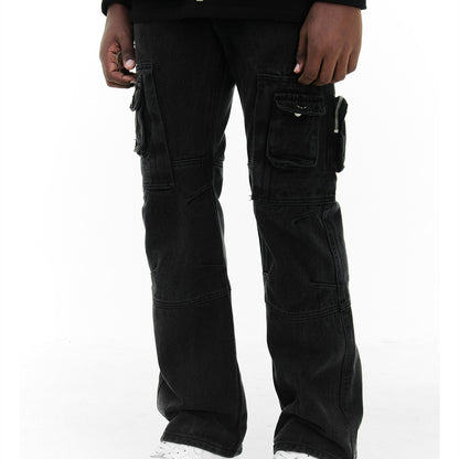 Pantalon large à jambe droite, nouvelle collection automne, vêtements de travail fonctionnels et décontractés à poches multiples
