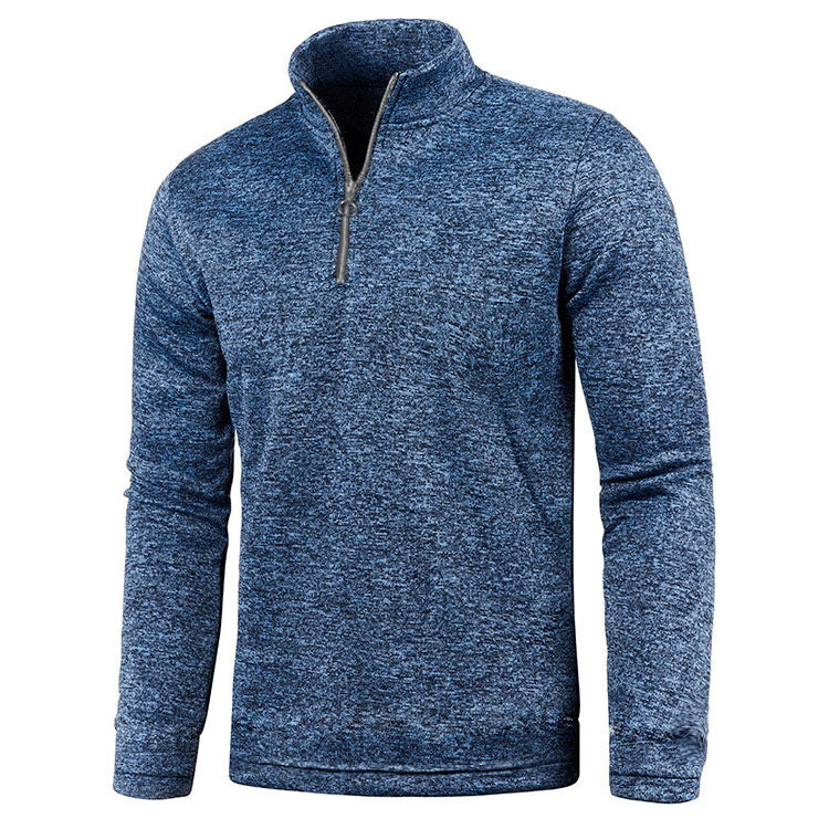 Winter Herren Pullover Knopfleiste Reißverschluss Design Volltonfarbe