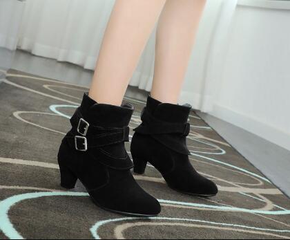 Winter Autumn Leather Casual Women High Heels Pumps Warm Ankle Boots - ARCHSHOPE