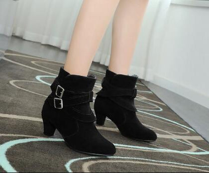 Winter Autumn Leather Casual Women High Heels Pumps Warm Ankle Boots - ARCHSHOPE