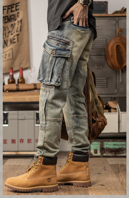 Pantalon décontracté coupe droite style rétro printemps et automne