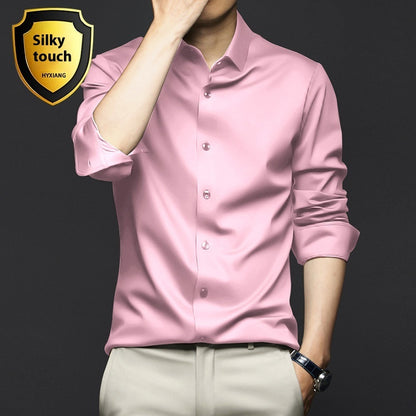 Chemise à manches longues pour homme, anti-rides, sans repassage, pour le travail