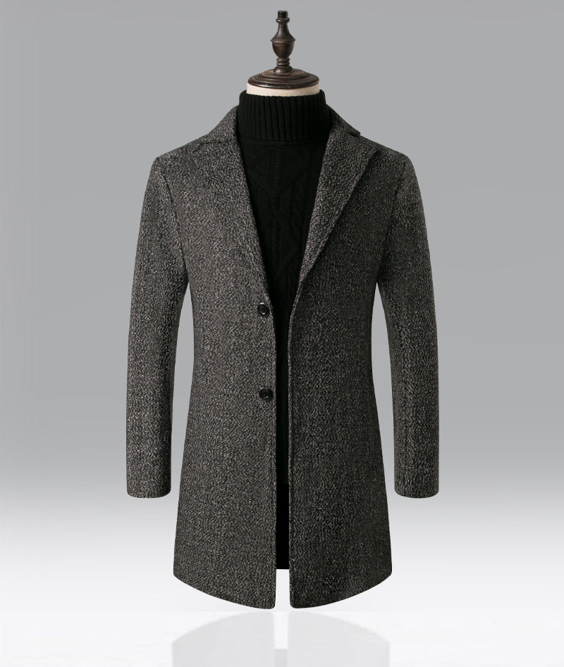 Men's Snowflake Trench Coat Mid-length Woolen Coat - ARCHSHOPE