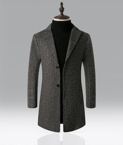Men's Snowflake Trench Coat Mid-length Woolen Coat - ARCHSHOPE
