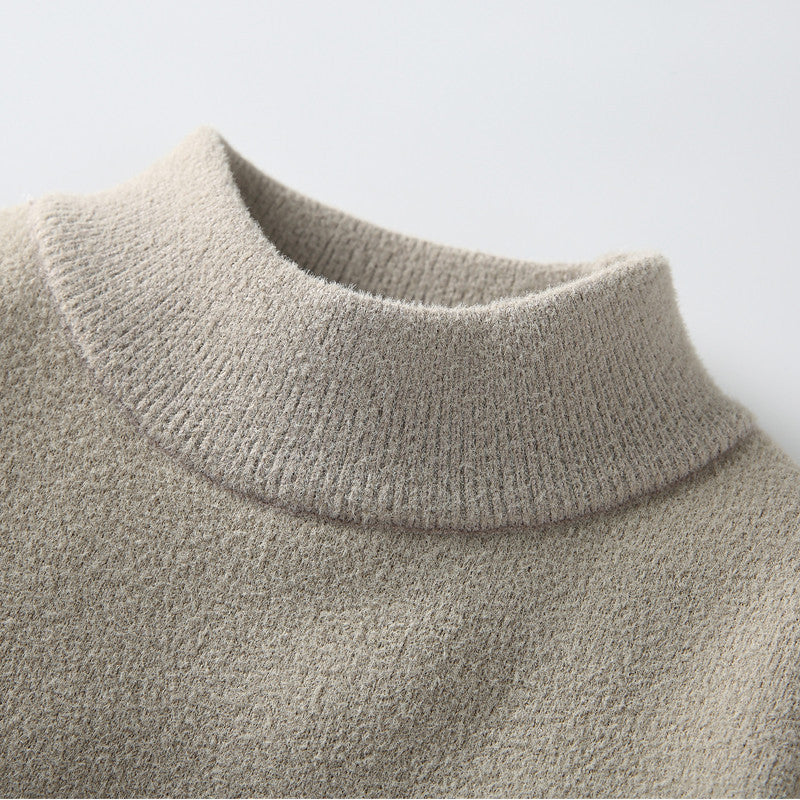 Pull en velours une pièce pour homme, col montant, tricoté, tendance, automne-hiver, décontracté, chaud, quotidien