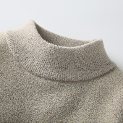 Pull en velours une pièce pour homme, col montant, tricoté, tendance, automne-hiver, décontracté, chaud, quotidien