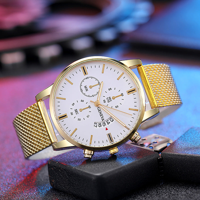 Mens Watch Fake Three-Subdial Six Hands Calendar Casual Fashionable Business Quartz - ARCHSHOPE