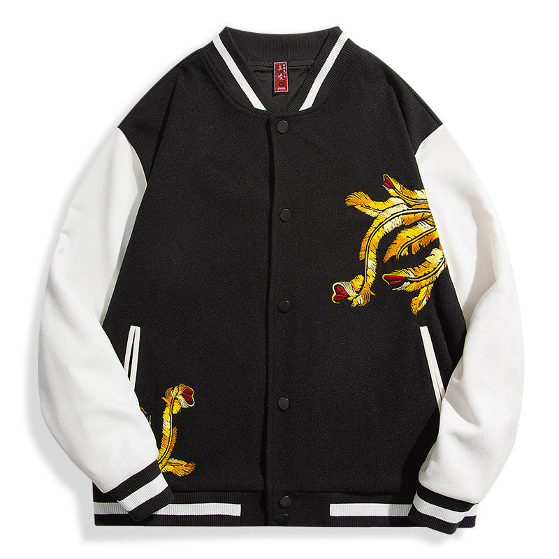 Lockere, bestickte Vintage-Wildlederjacke für Herren