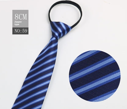 Black Men's Tie Striped Blue Business Tie Lazy Zip Tie In Stock Wholesale Pull Peels - ARCHSHOPE