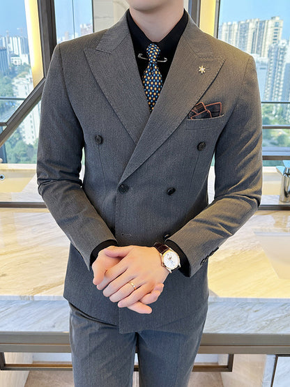 Zweireihiger Business-Slim-Fit-Freizeitanzug