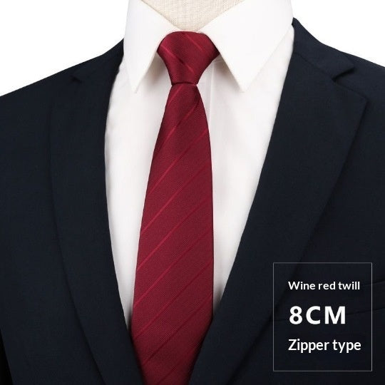 Mens Business Formal Zipper Tie With Blue Stripes - ARCHSHOPE