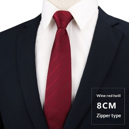 Mens Business Formal Zipper Tie With Blue Stripes - ARCHSHOPE