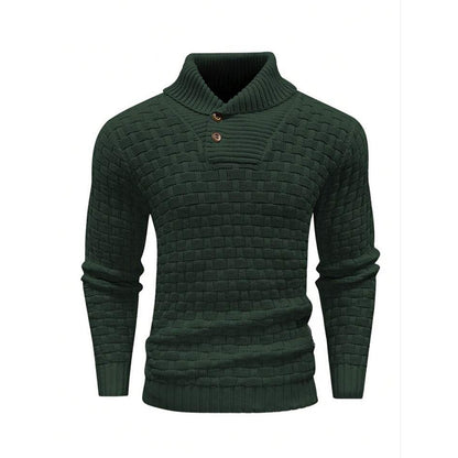 Men's Slim Turtleneck Sweater With Button Design Fashion Casual Solid Color Pullover Top Clothing - ARCHSHOPE