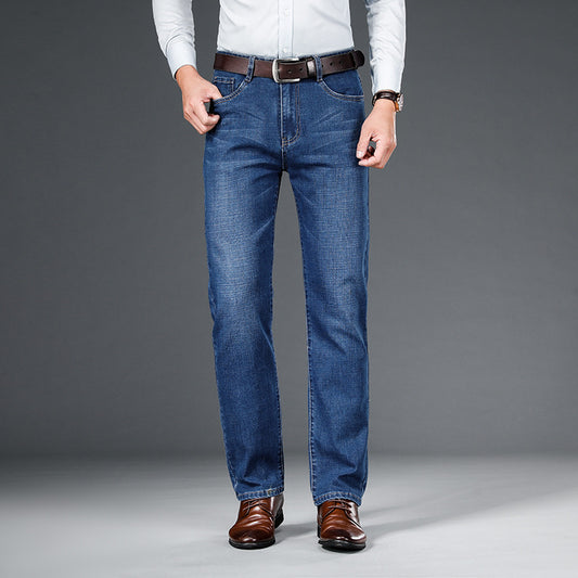 Jeans pour hommes, pantalons d'affaires droits et amples, élastiques
