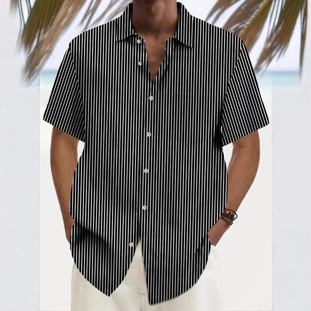 Cardigan ample imprimé pour homme, manches courtes, idéal pour les loisirs, pour l'été