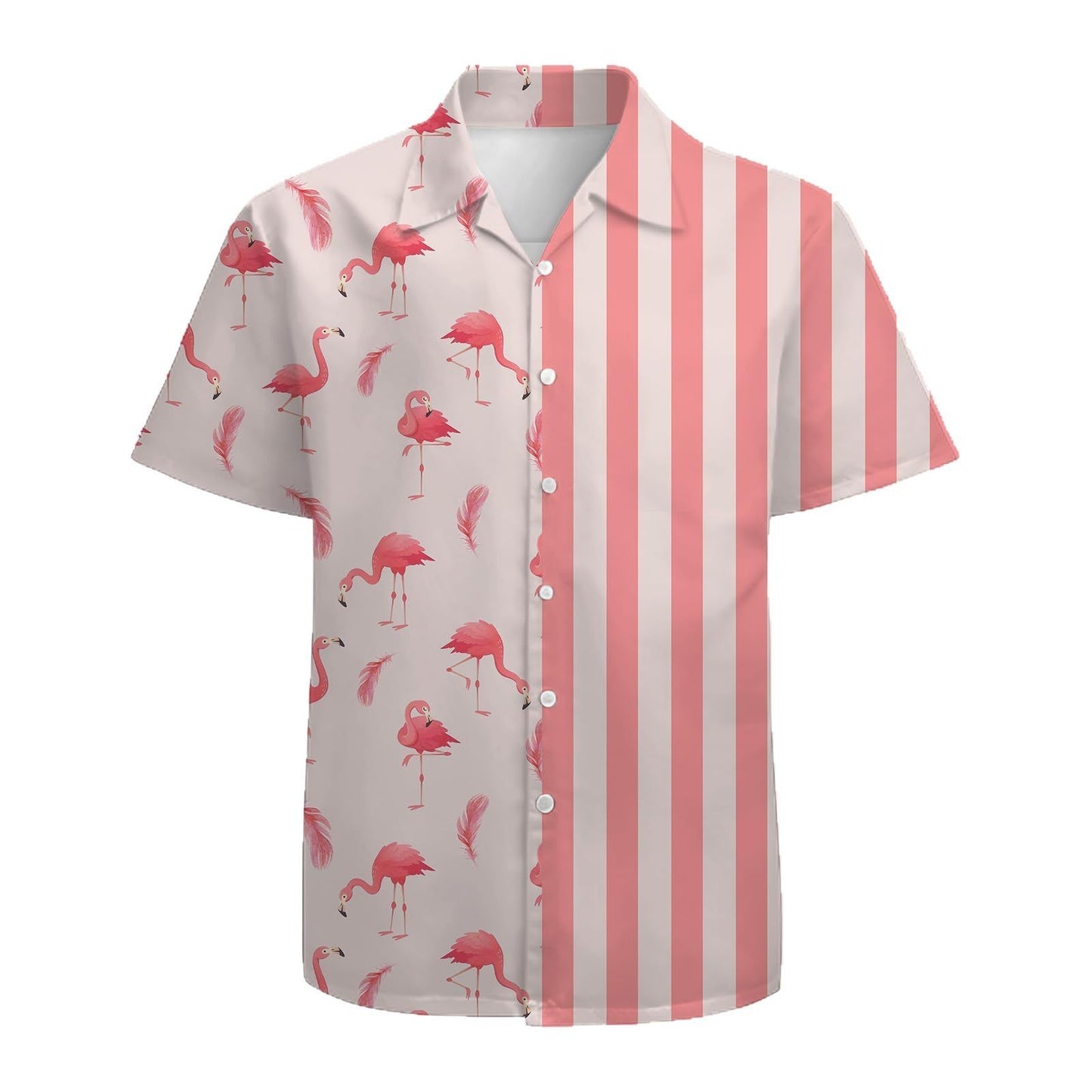 Chemise à manches courtes et col montant pour homme, tendance été, rayures