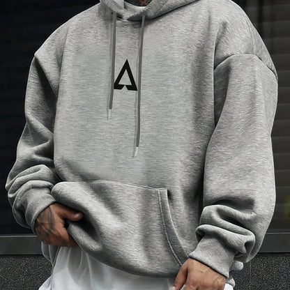 Pull à capuche décontracté à motifs géométriques pour homme avec sac