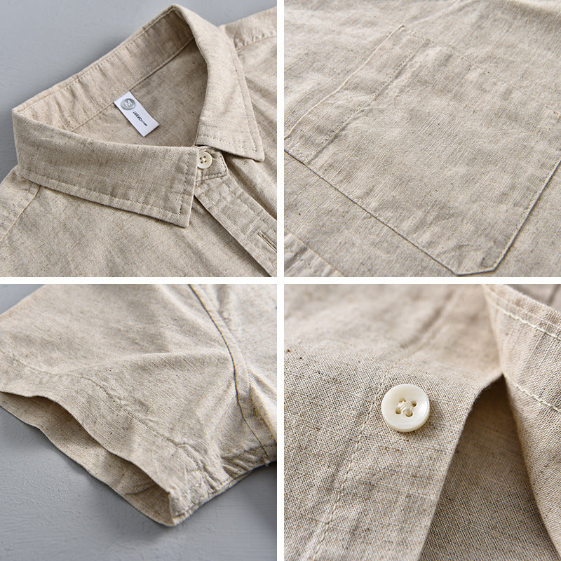 Chemise à manches courtes en lin fin pour homme