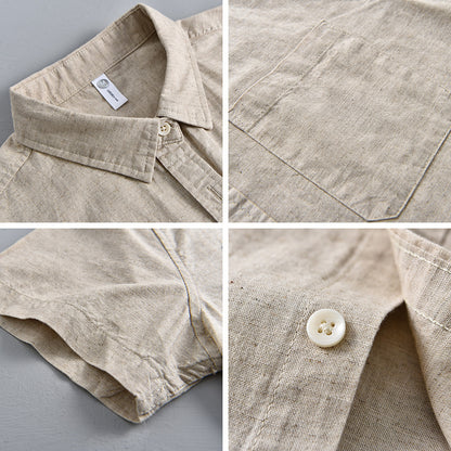 Chemise à manches courtes en lin fin pour homme