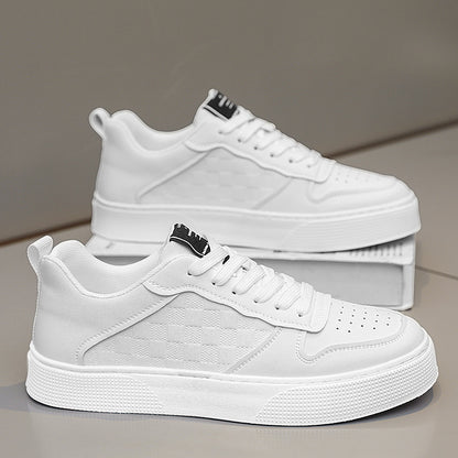 Baskets décontractées à lacets pour hommes, chaussures plates respirantes à carreaux