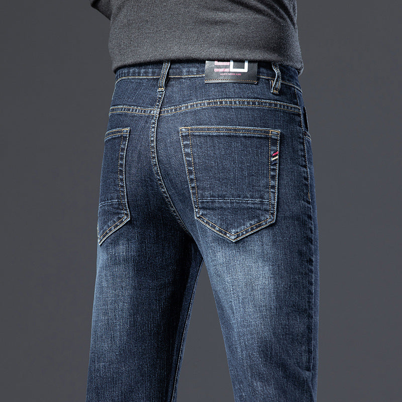 Jean molletonné rembourré pour homme, coupe droite, slim, élastique, épais