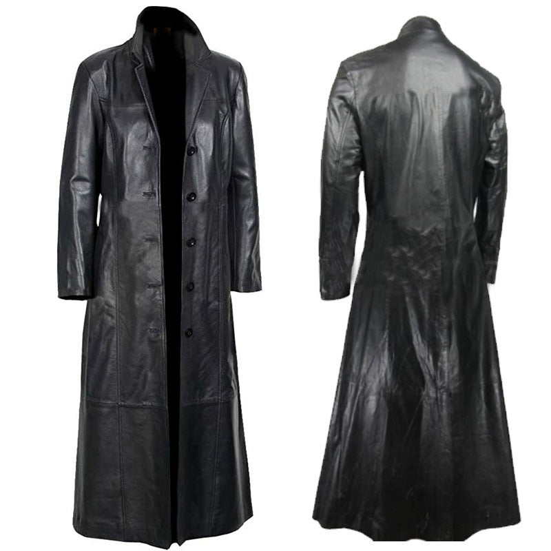 Plus Size Lederjacke Motorrad Herren Duster Pelzmantel