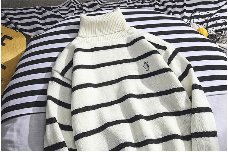 Herbst und Winter Rollkragenpullover für Männer und Jungen Trend All-Match-Linie Kleidung Lazy Wind