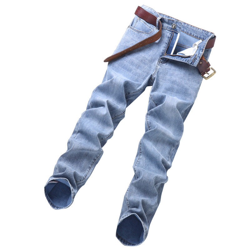 Frühlings- und Sommerkleidung, gerade, all-matching, leichte Business-Casual-Stretch-Jeanshose für Herren