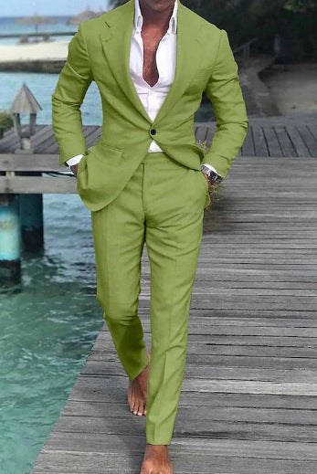 Pantalon de costume décontracté de couleur unie pour homme