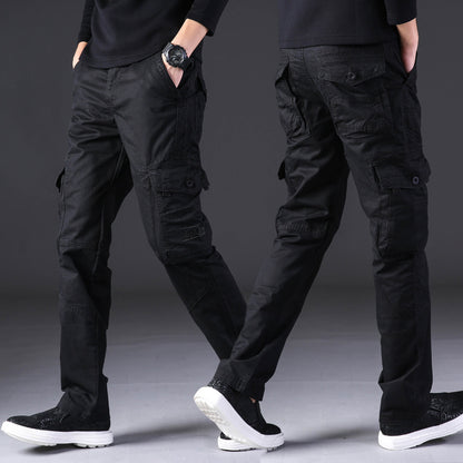 Salopette pour homme, pantalon décontracté d'extérieur, pur coton, coupe droite, ample, multi-poches