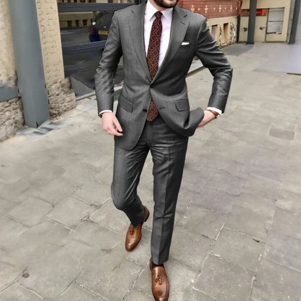 Herren Slim Fit Business-Kleid mit zwei Knöpfen